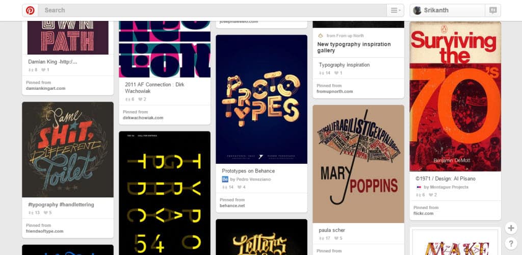 Tipografia SmallBlackRoom Pinterest Board