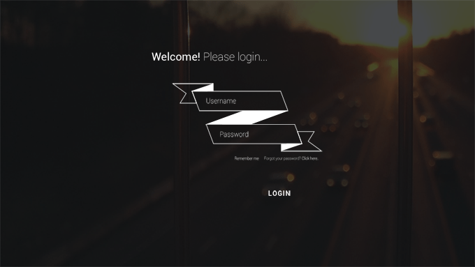 Formulário de login da faixa de opções