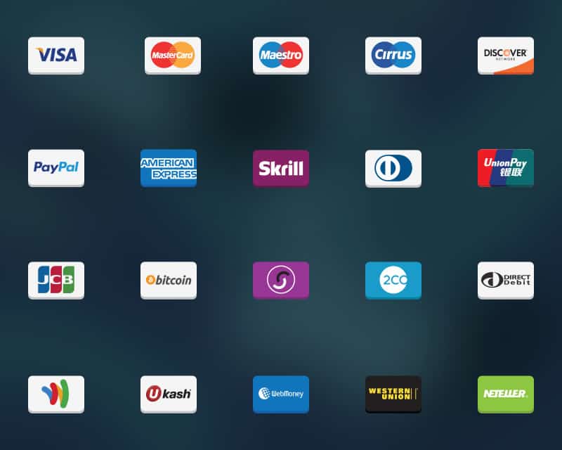 Icônes des options de paiement