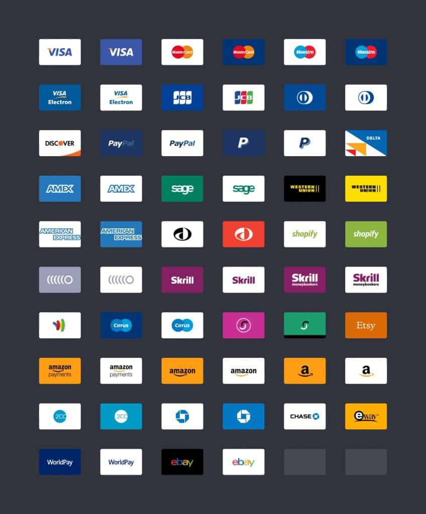 Icônes gratuites de carte de crédit de méthode de paiement