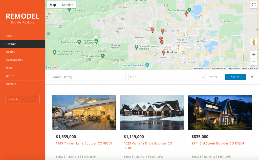 Interface de pesquisa WPRealEstate