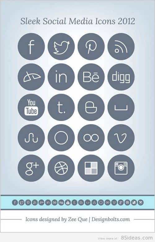 Kostenlose einfache schlanke Social Media-Icons