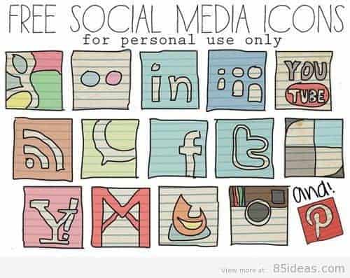 Große handgezeichnete Retro-Social Media