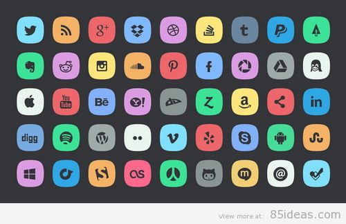 45 subtile Social-Media-Icons