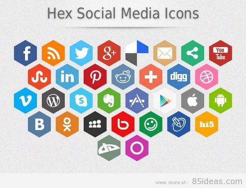Hex-Symbole für soziale Medien
