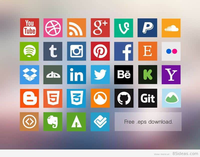 Flache Social-Media-Icon-Set