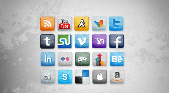 Kostenlose befleckte und verblasste Social Media Icons