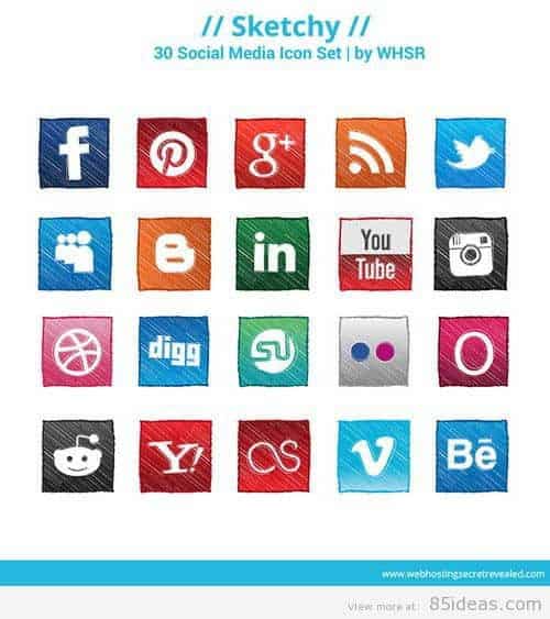 Kostenlose Skizzenstil-Social-Media-Icons