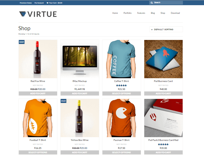 Virtue Lite Kostenloses Woocommerce-WordPress-Theme