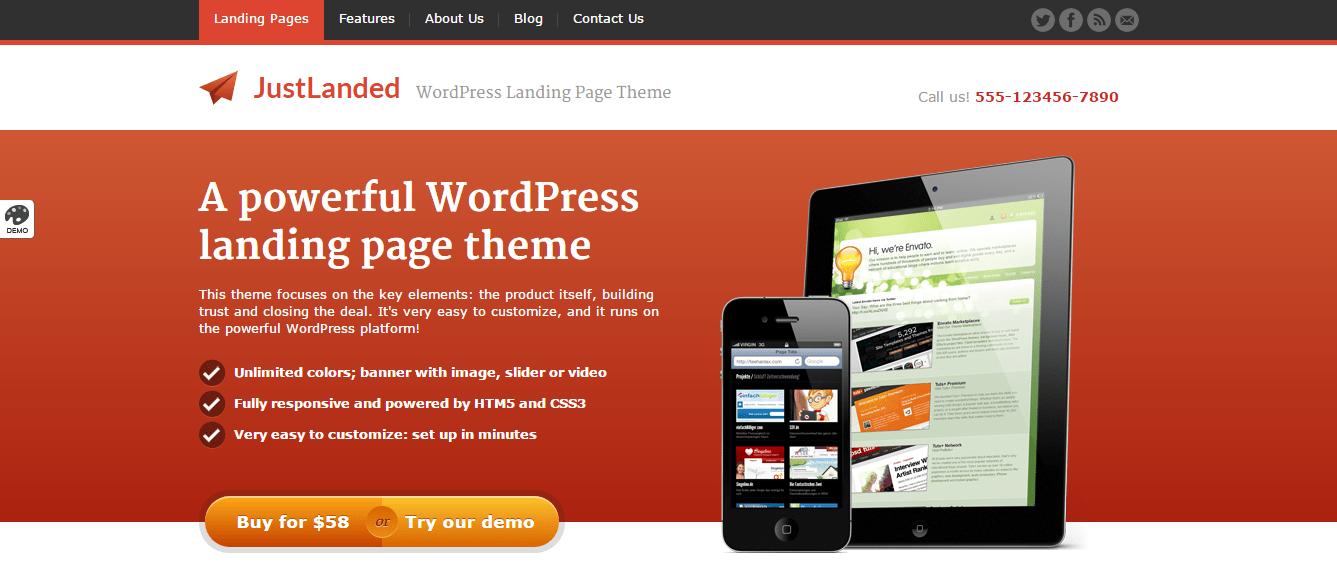 JustLanded WordPress Landingpage-Thema