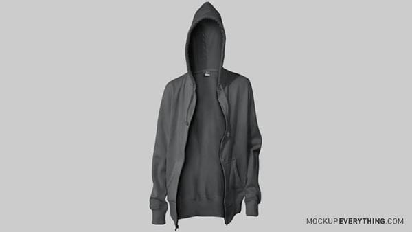 Kostenlose Hoodie-Mockup-Vorlage mit Reißverschluss