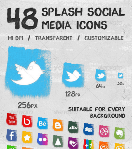 Splash-Symbole für soziale Medien