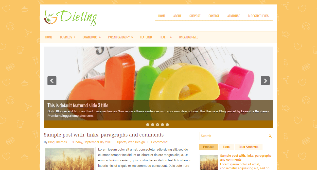 Modèle de Blogspot de régime