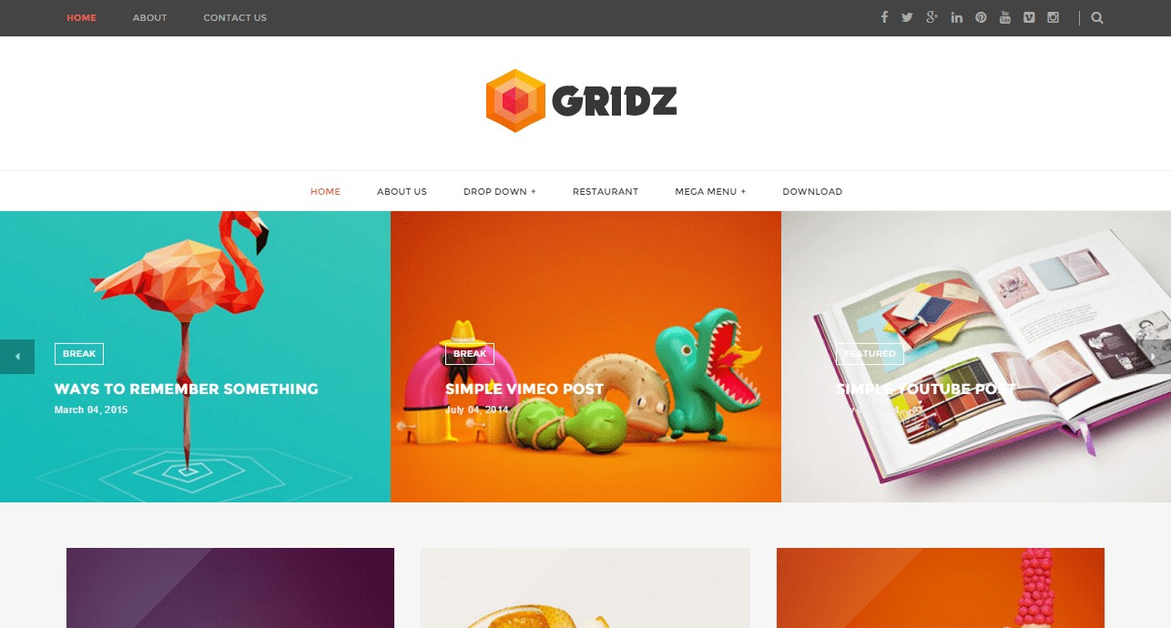 Modèle de blogueur réactif Gridz