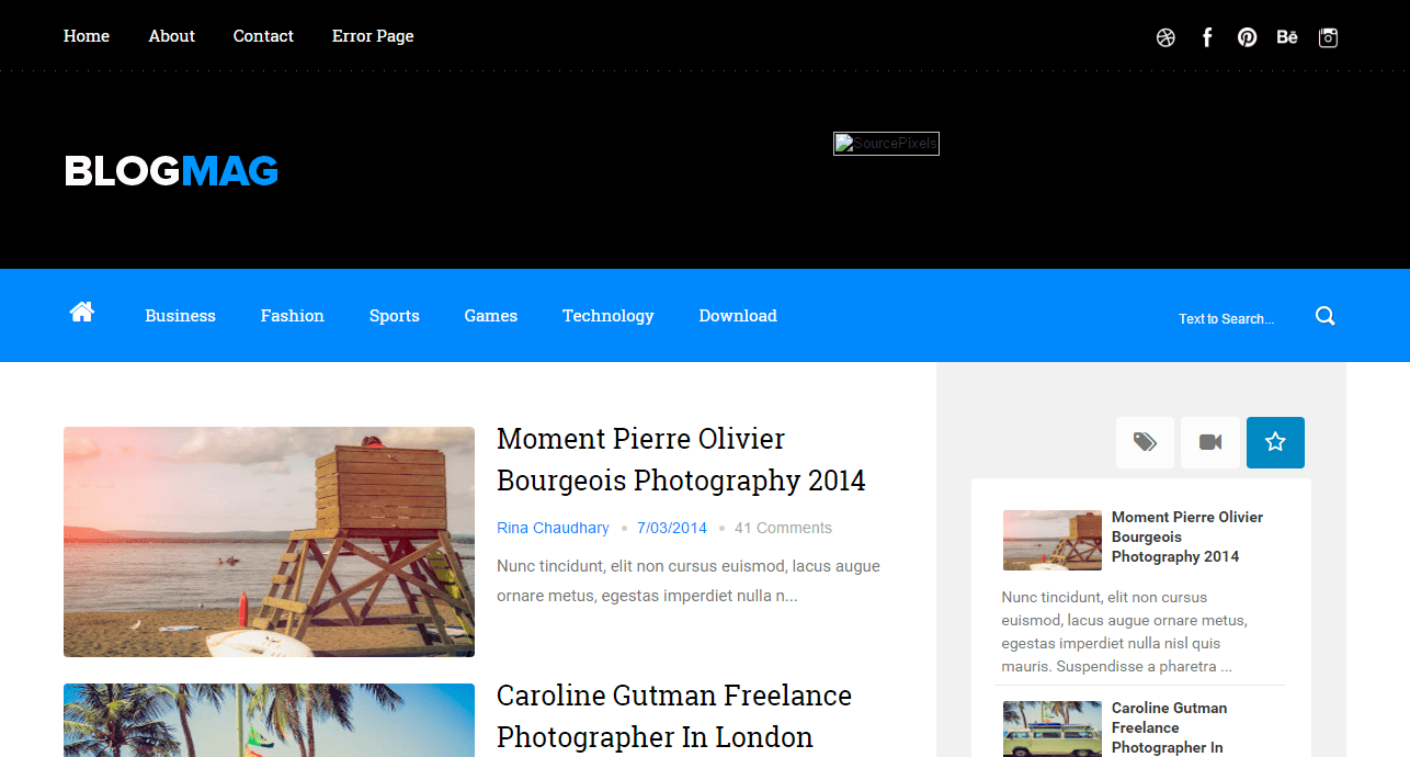 Modèle de blogueur réactif Blogmag