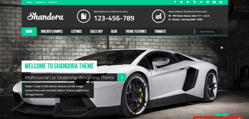 Tema del concesionario de automóviles Shandora