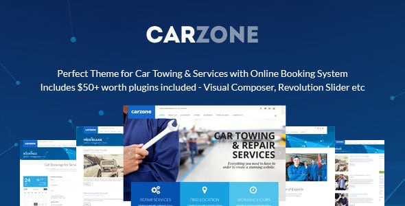 Tema WordPress pentru repararea remorcării auto CarZone