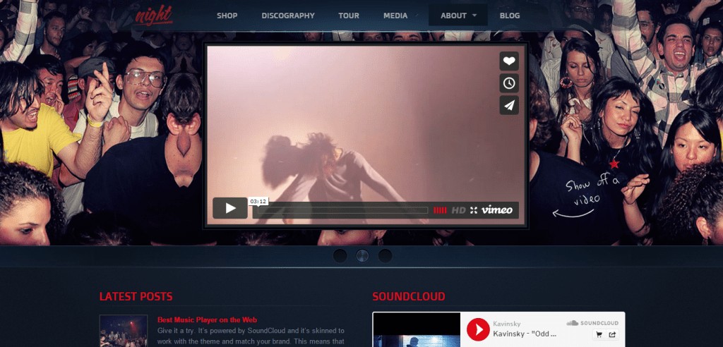 Tema musicale WordPress notturno