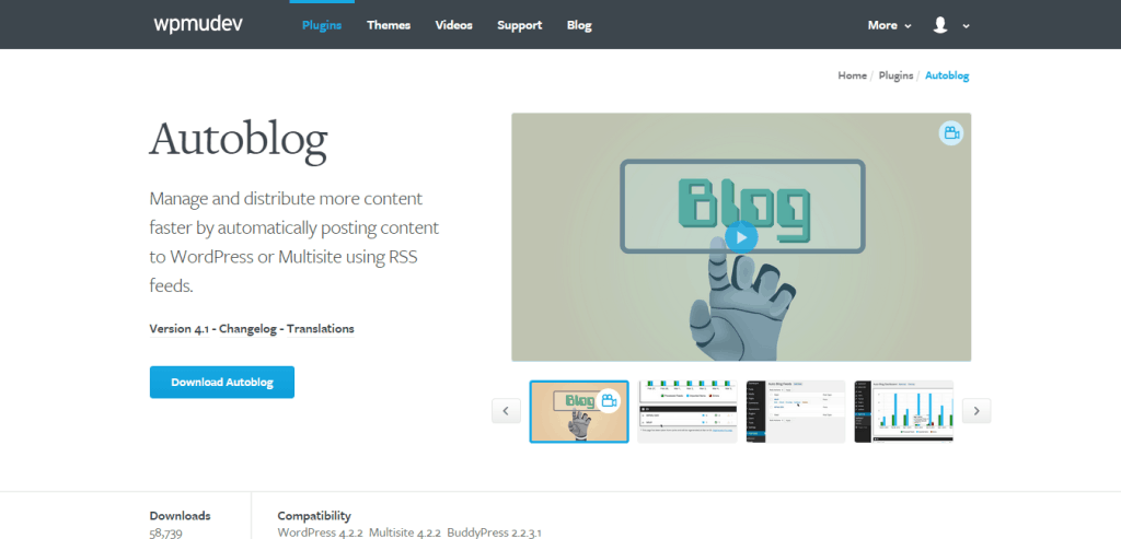 ปลั๊กอิน WordPress Autoblog WPMU DEV