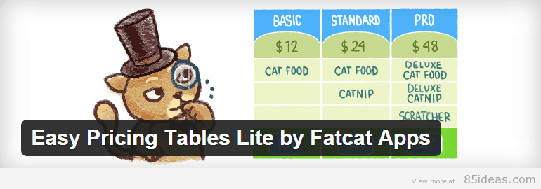 Fatcatアプリによる簡単な価格表