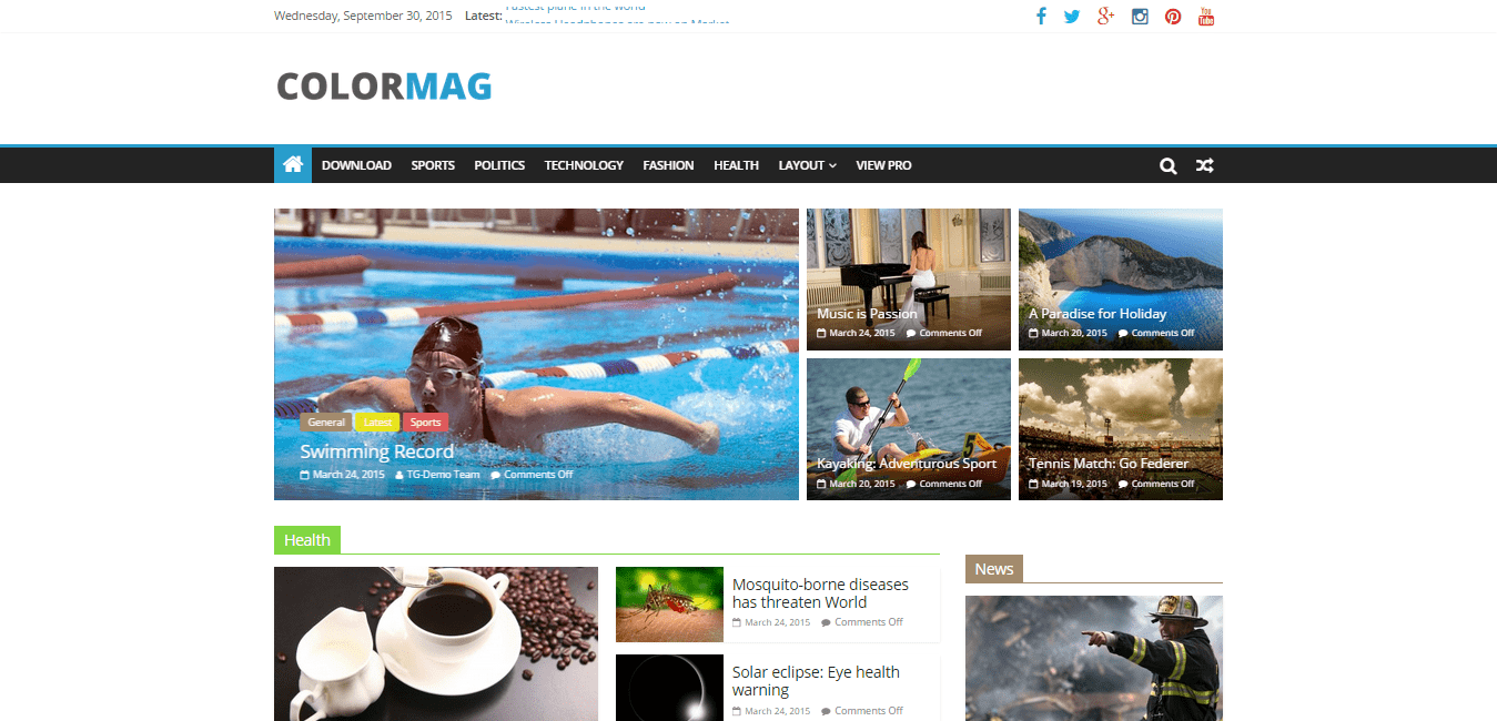 Tema WordPress di COLORMAG Magazine
