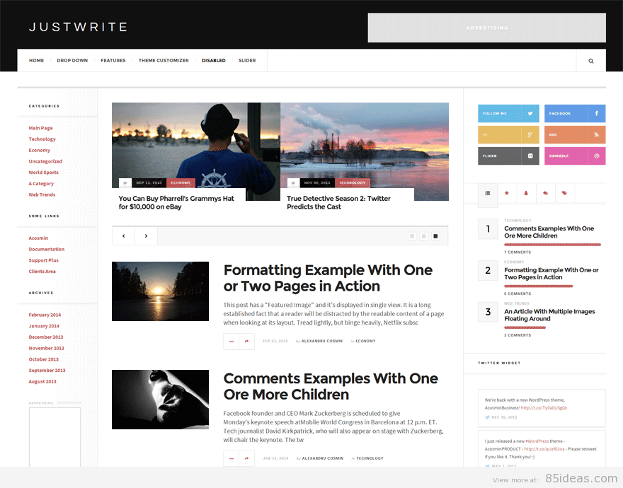 JustWrite Un tema WordPress gratuito di Acosmin