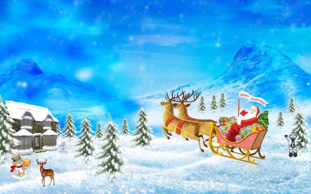 Santa und Regentiere Wallpaper