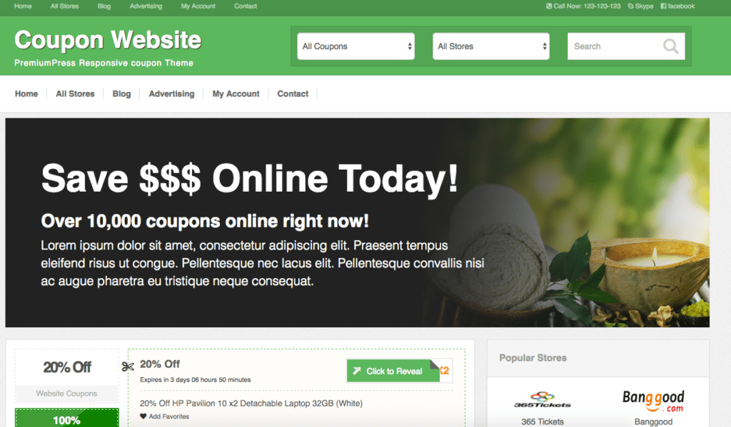 creați un site de cupoane