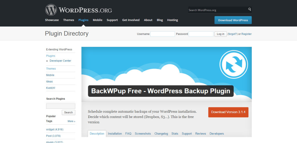 Plugin gratuit BackWPup