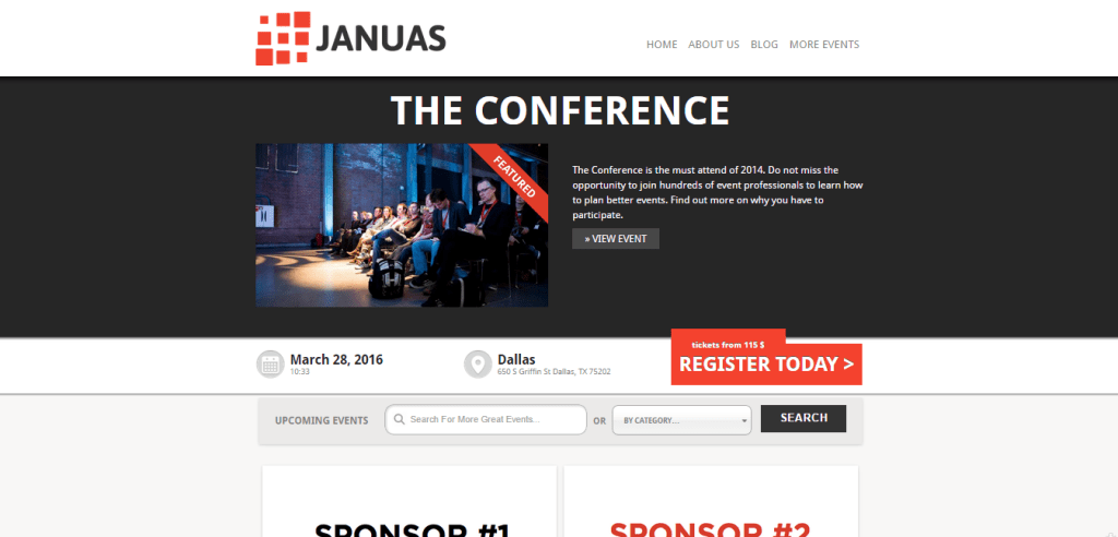 Motyw WordPress na wydarzenie Janua