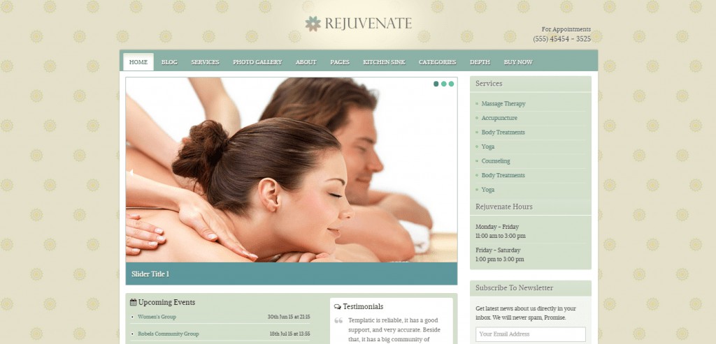 Rejuvenate Spa WordPress Theme - Beauty Salon Theme - Best Hair Salon/Beauty WordPress Themes