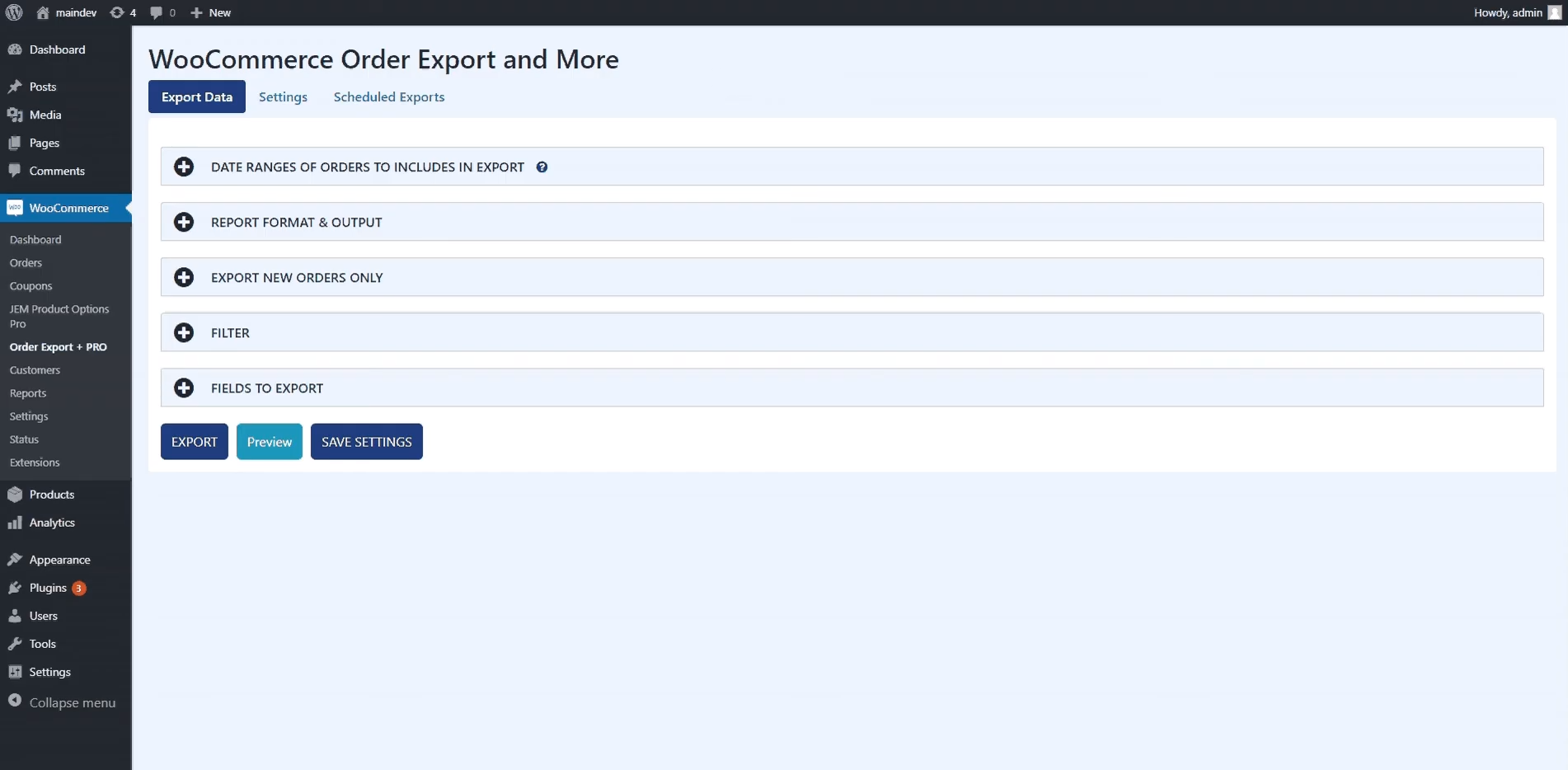 WooCommerce สั่งซื้อส่งออก WP