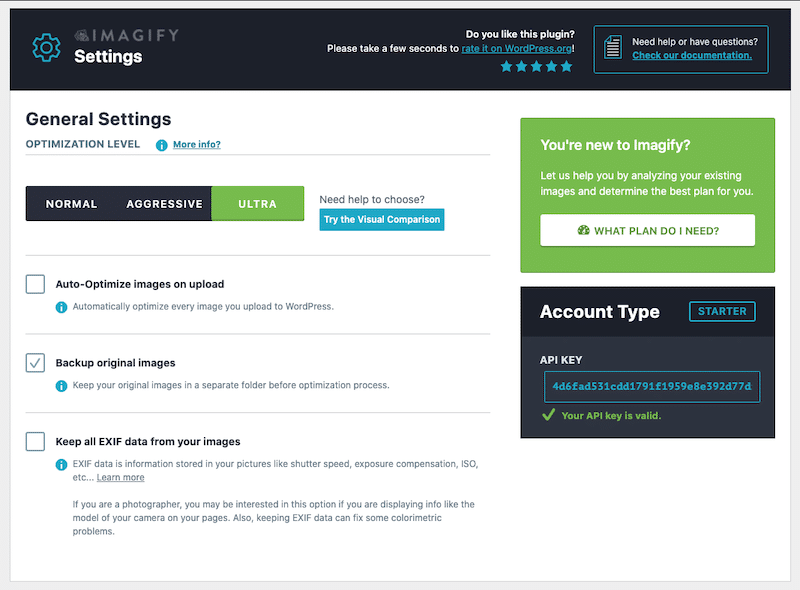 ユーザーフレンドリーなインターフェース-出典:Imagify Dashboard