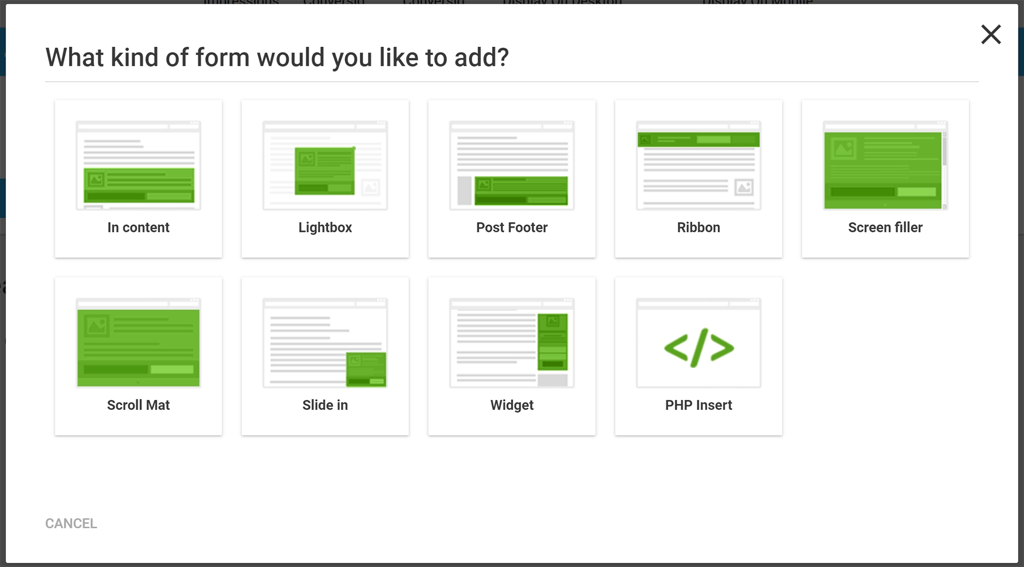 Thrive Potansiyel Müşteriler form türleri.