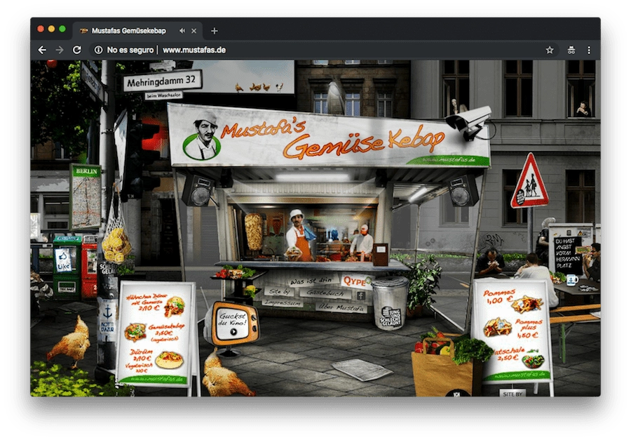 ベルリンには、Flashで動作し、アクセシビリティ対策の例であるこのケバブスタンドのようなWebサイトがまだあります。