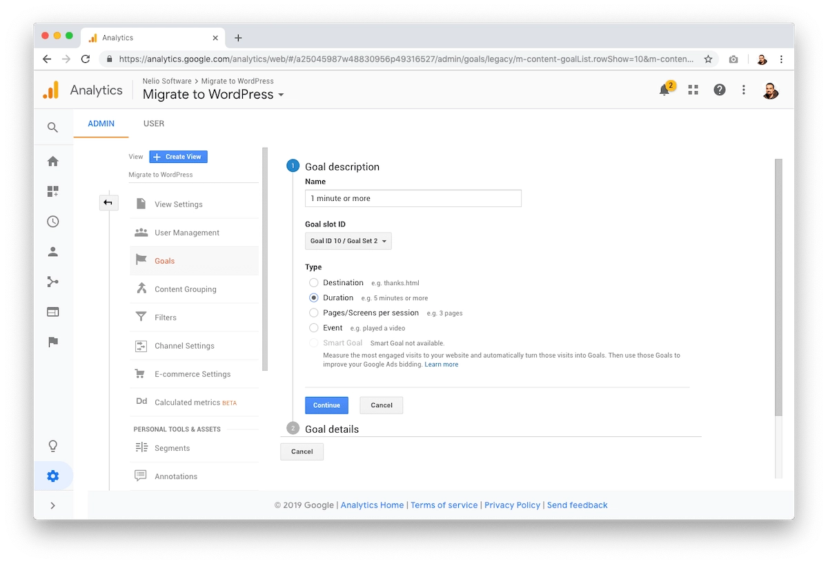 如何在 Google Analytics 中設置一個目標來衡量訪問者在您網站上的停留時間。