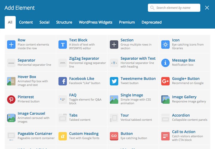 WPBakery 元素截图