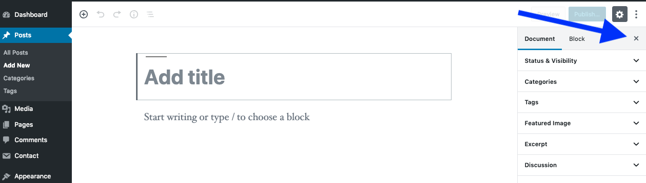 右側のサイドバーを非表示