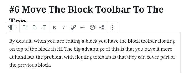 フローティングツールバーブロック