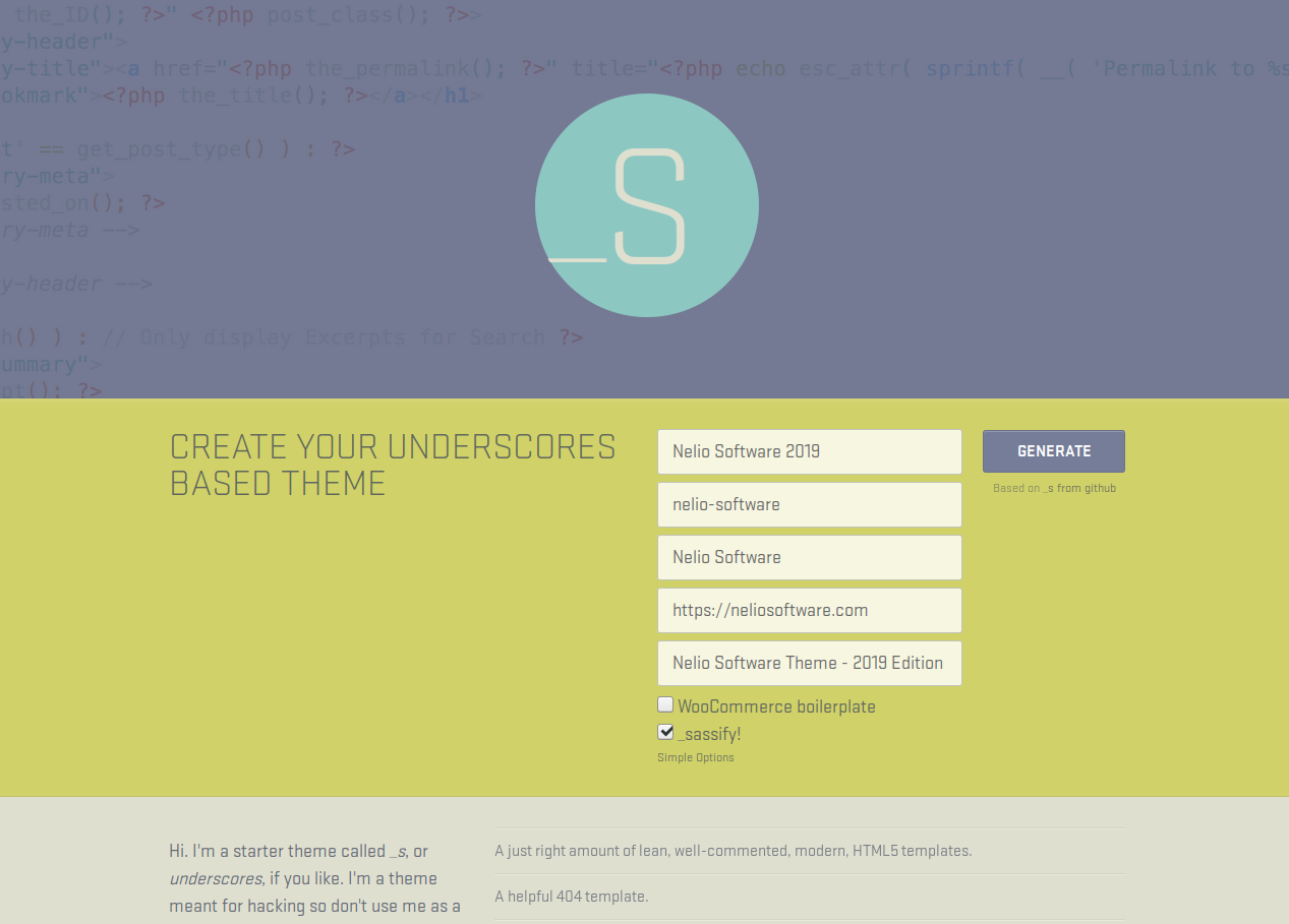 アンダースコアを使用してテーマを作成する
