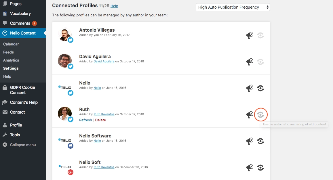 通过单击您的社交资料上的按钮来激活该功能以转发旧内容。