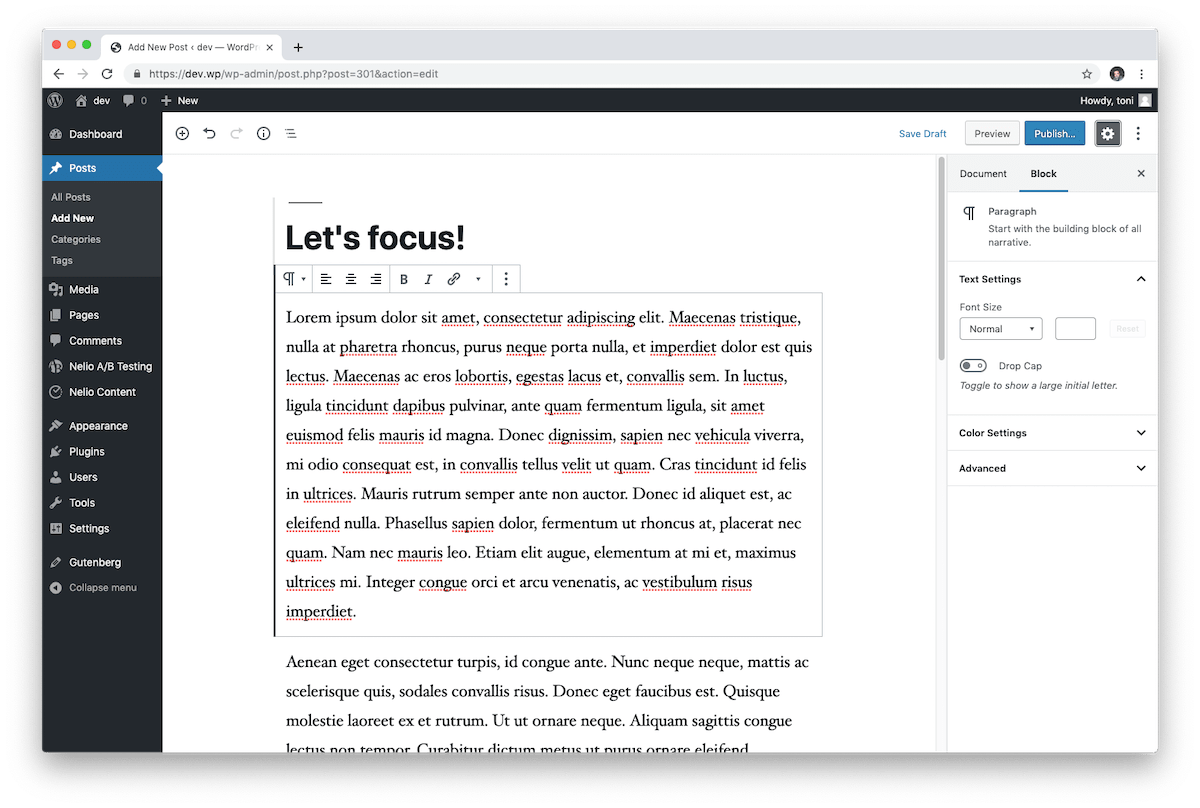 WordPress 塊編輯器引入了一個現代界面，其中每條內容都是一個塊。