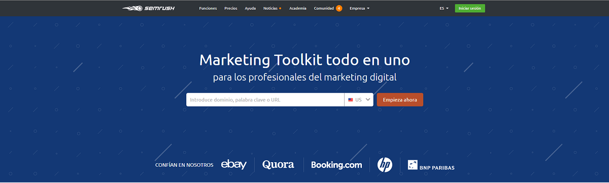 SEMrushのWebサイトのスクリーンショット