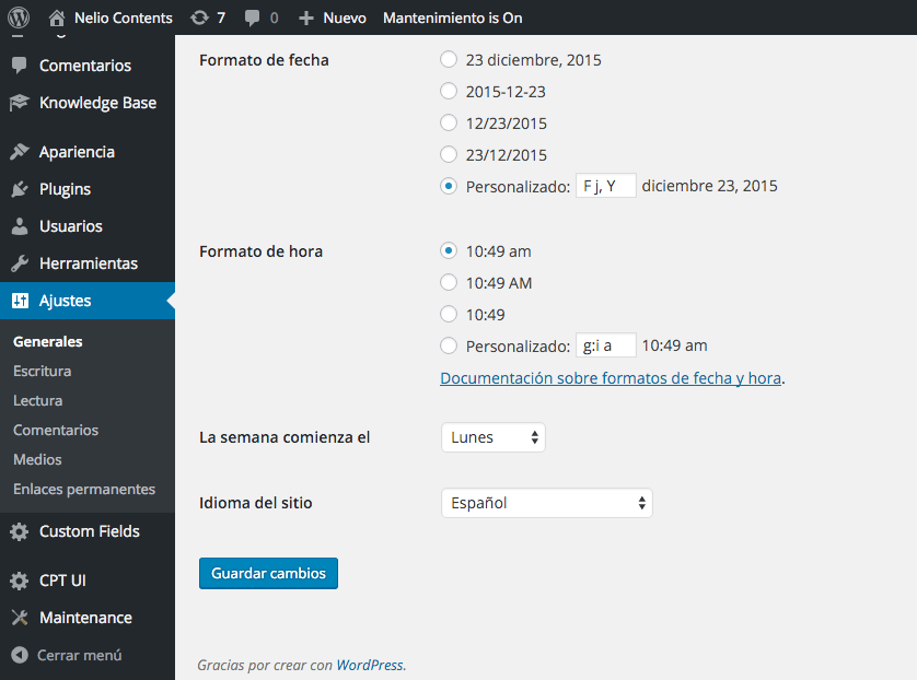 選択したスペイン語のサイト