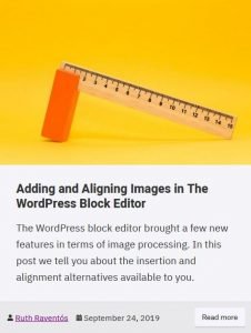 Captura de pantalla de una entrada en la lista de entradas del blog