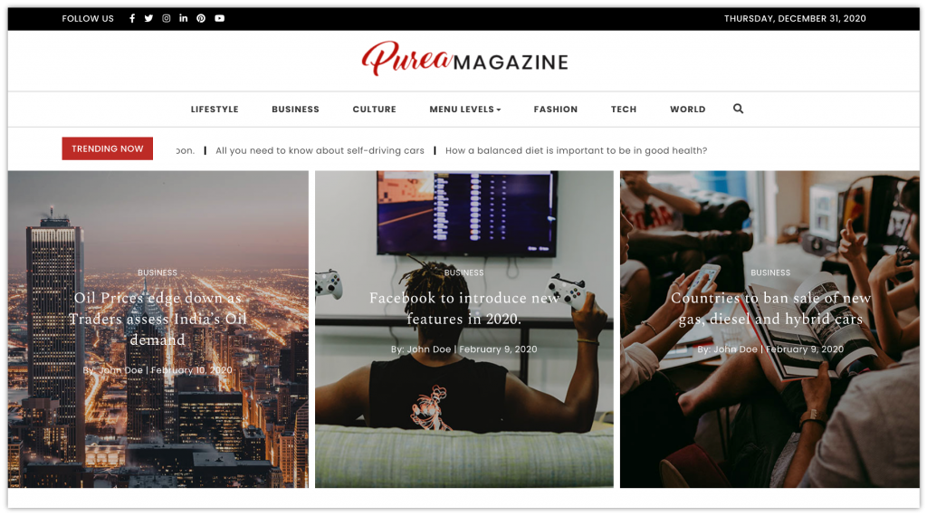 Purea magazine WordPress theme