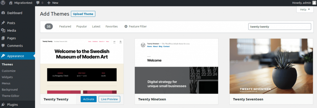 Twenty Twenty는 이미 WordPress 5.3에 포함되어 있습니다.