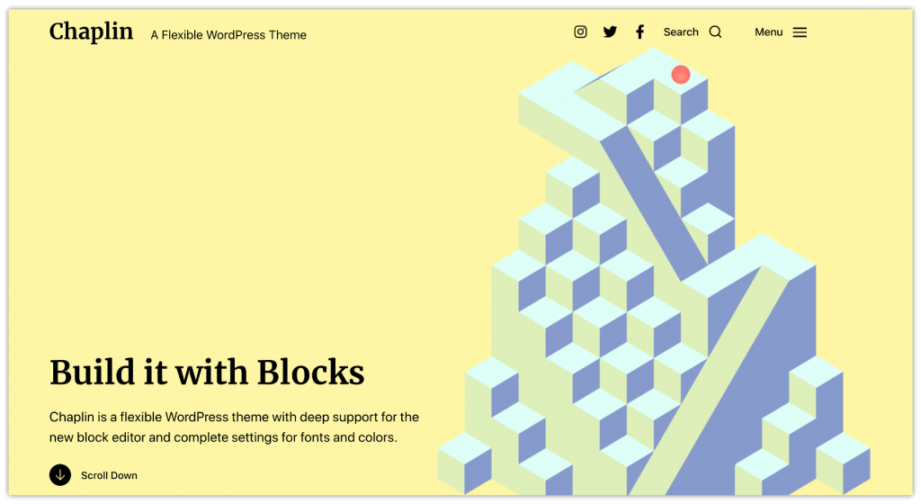 2022년에 시도해야 할 20가지 최고의 WordPress 테마 20 chaplin-wordpress-theme