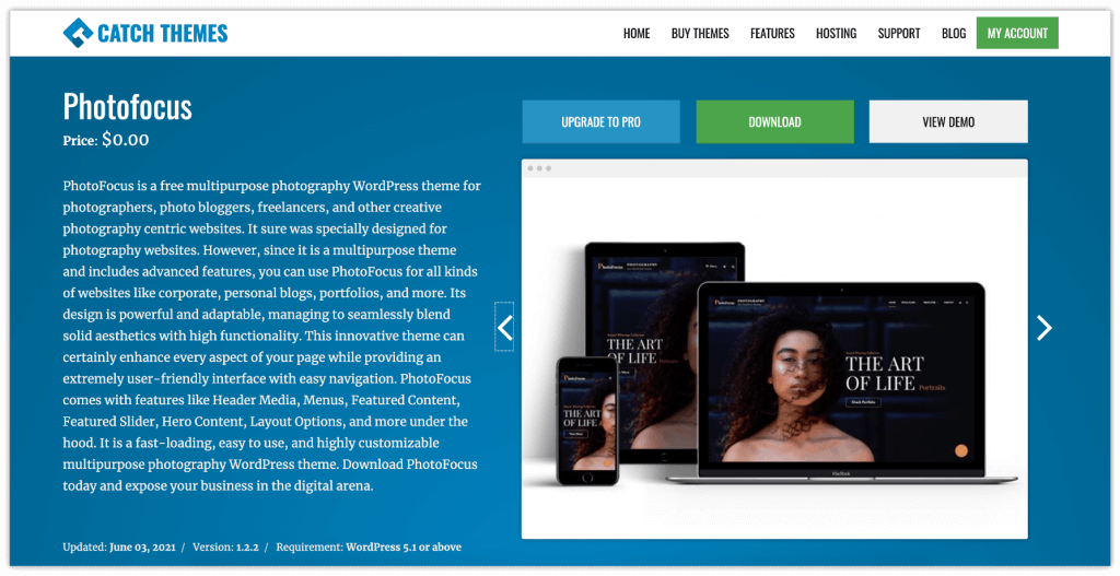 2022년에 시도해야 할 20가지 최고의 WordPress 테마 18 photofocus-wordpress-theme