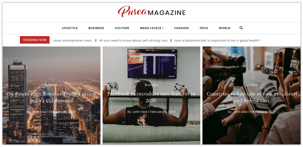 2022년에 시도해야 할 20가지 최고의 WordPress 테마 5 purea-magazine-wordpress-theme